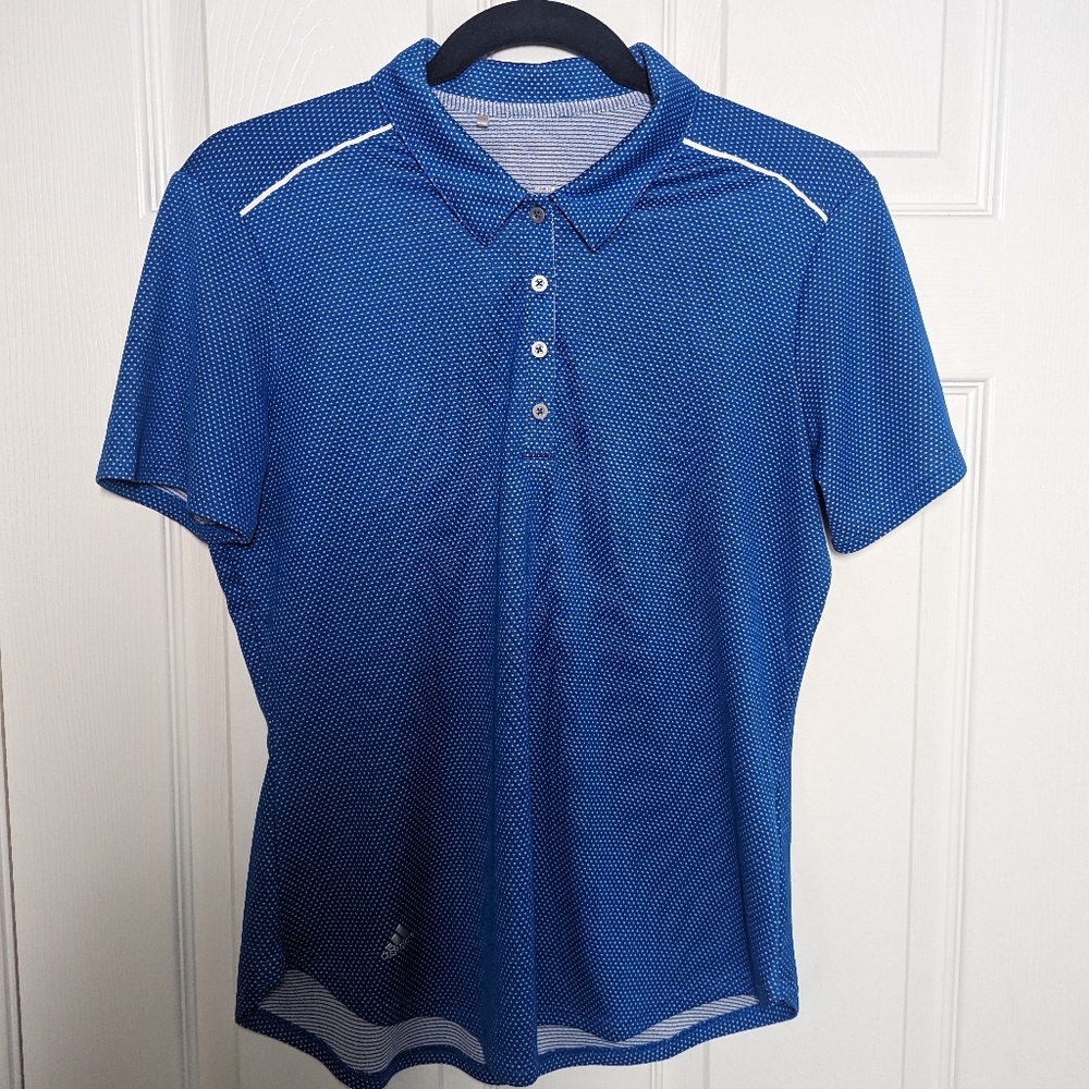 Blue with white dots Adidas good polo